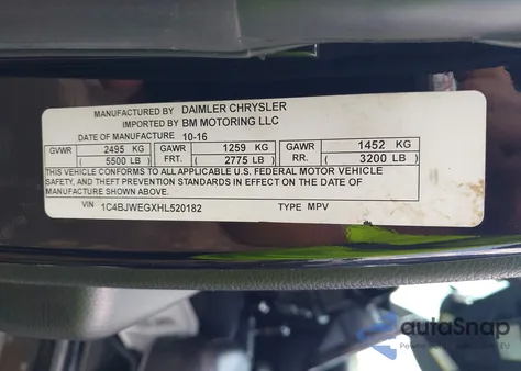 2017 Jeep Wrangler Unlimited Sahara из США, поврежденный, VIN 1C4BJWEGXHL520182